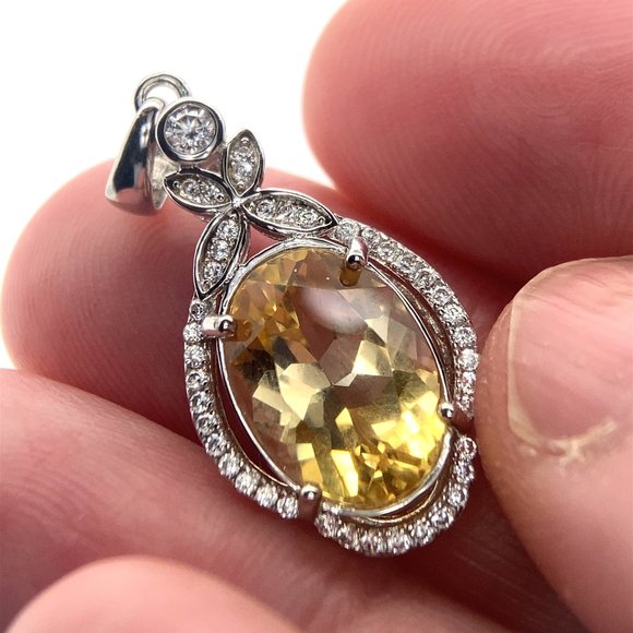 Yellow Scapolite 4.75ct White Gold Finish Solid 925 Sterling Silver Pendant - Picture 1 of 7